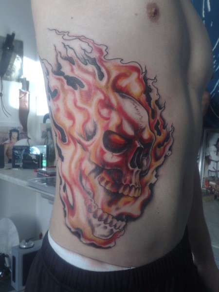 burning skull