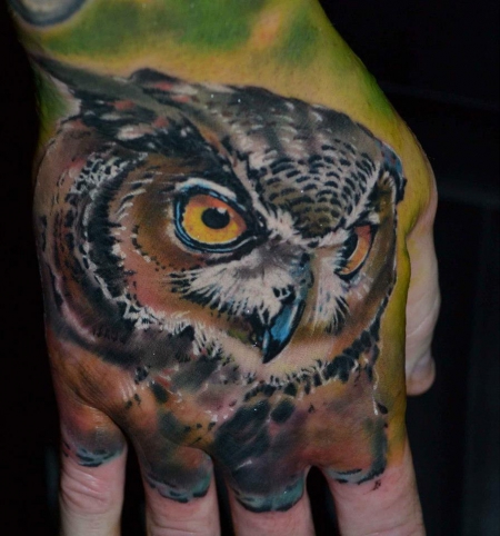 Owl on hand. 