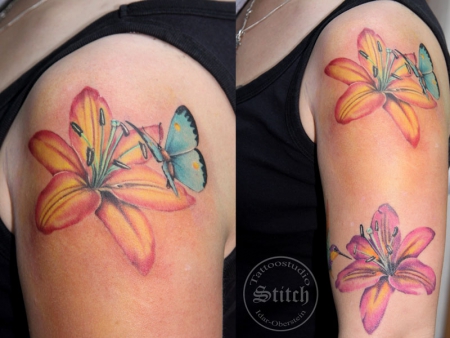 Schmetterling mit Lilie