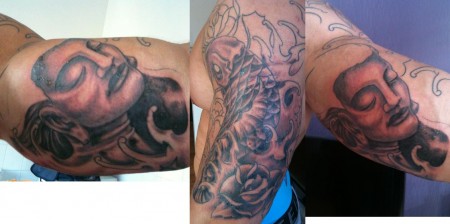 Koi half Sleeve + Buddha und Blüten Teil 3