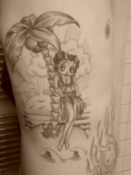 Betty Boop auf der such nach der fallenden Kokosnuss