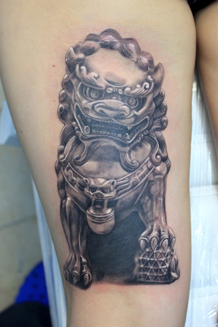 Male Foo dog , Electrographic tattoo Rosenheim