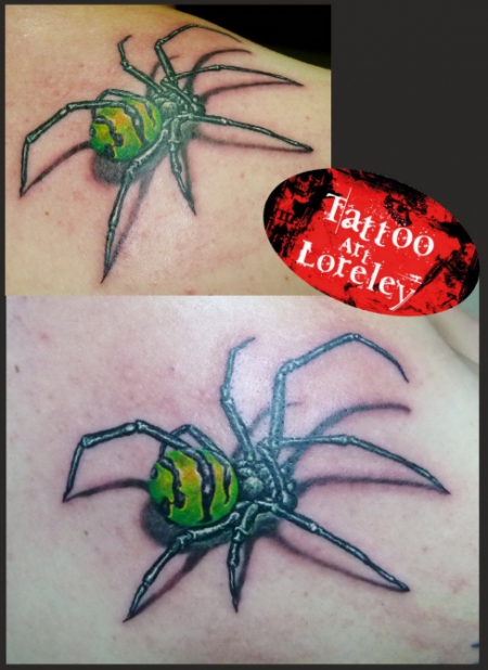 Black widow spider with new dress