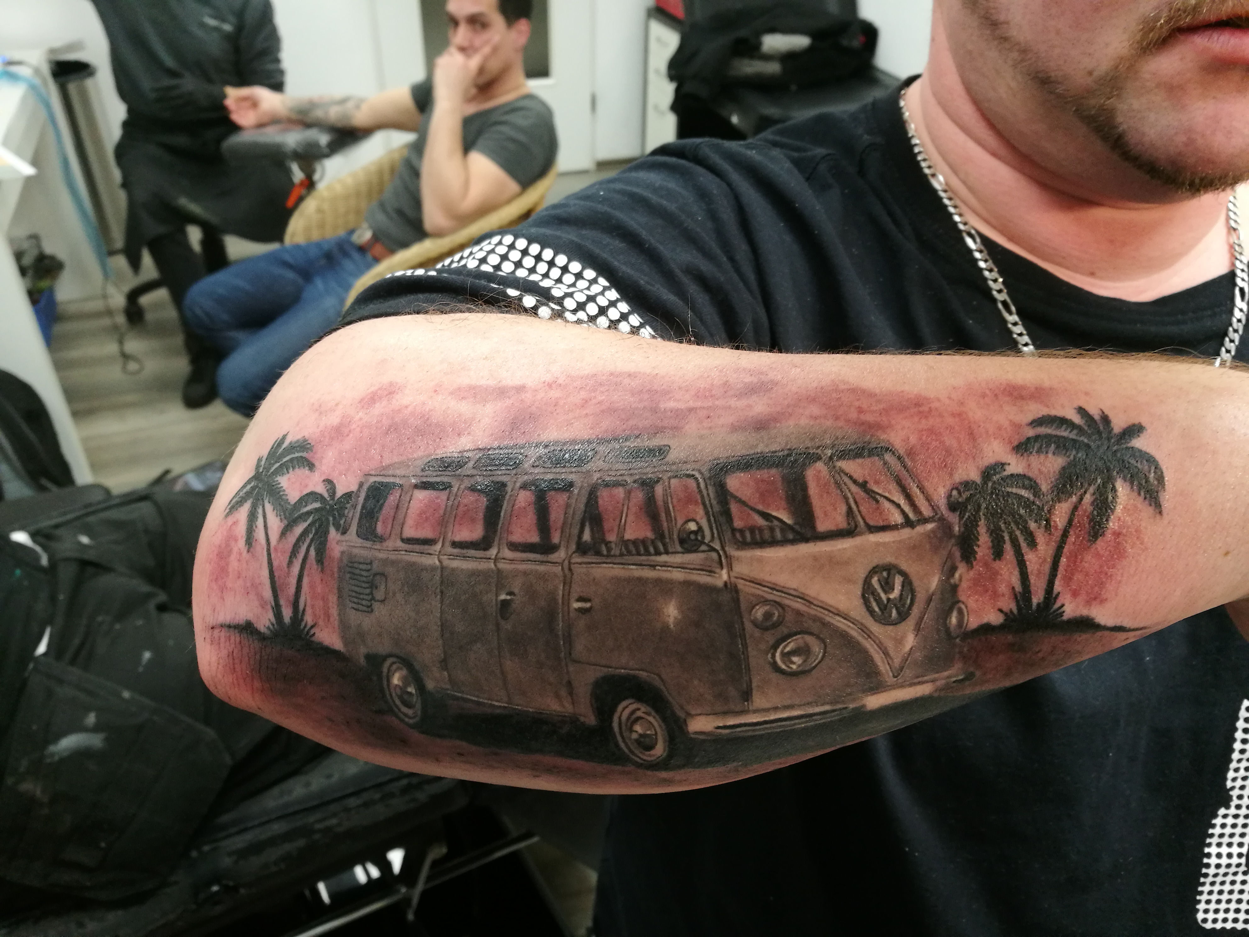 VW hippie van done by Helen vwcampervan vwcamper cartattoos  vwcampertattoo tattoo tattoos colourtattoos colourtattoo tattooart  tattooartist  By Artifact Tattoo  Facebook  Um so yeah I think  about half four