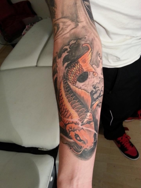 Koi tattoo sleev in Progress 