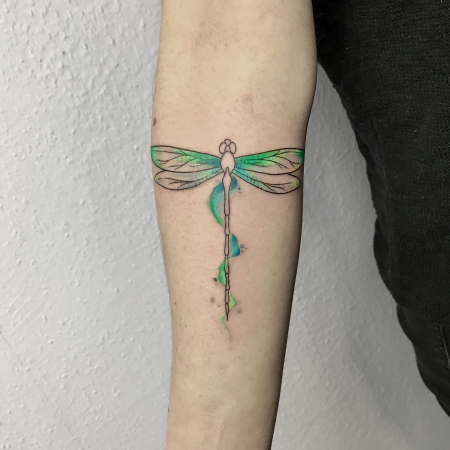 Watercolor Aquarell Libelle Tattoo