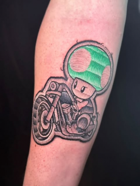 1 Up Mushroom Motorbike Patch