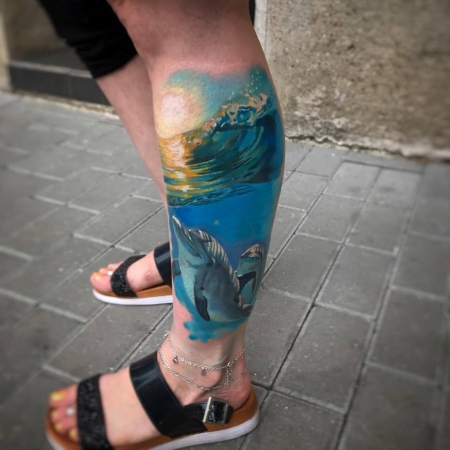 Realistic Delfin Tattoo