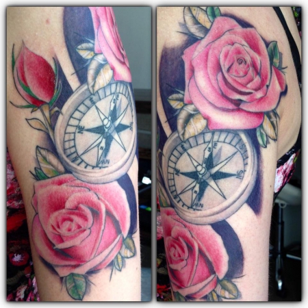 Kompass mit Rosen
