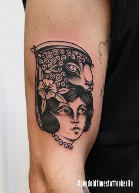 Blackwork girl tattoo