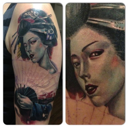 Geisha Sleeve in Progress, by Constantin Schuldt, Constantin Ink Dresden