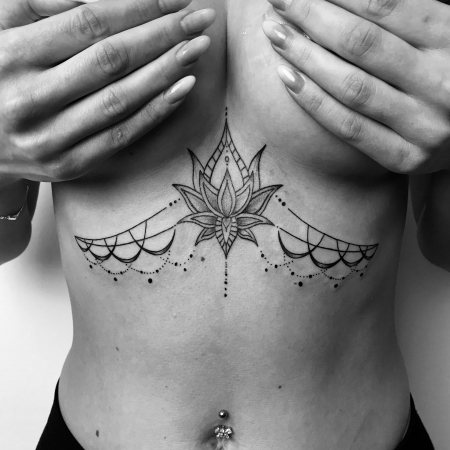 Underboob Mandala Ornament Tattoo