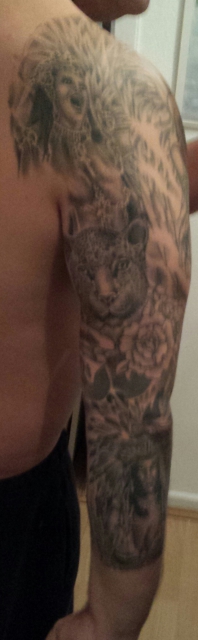 Sambadancers, Jaguar, Feathers, flowers, Arm 3/4 sleeve